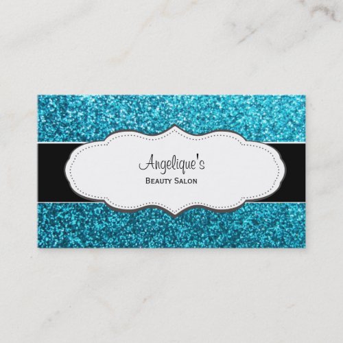 Blue Faux Glitter Business Cards