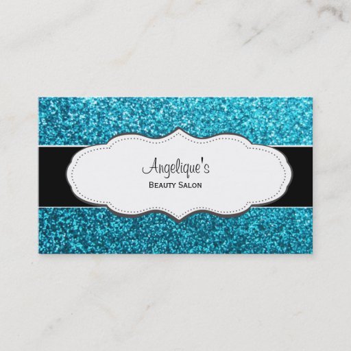 Customizable Blue Faux Glitter Business Cards