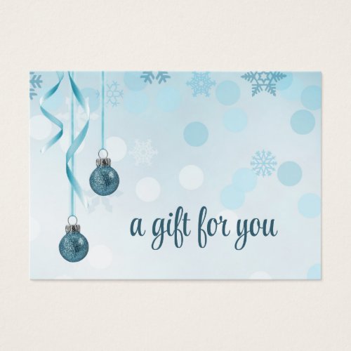 Blue Faux Glitter Christmas Ornaments Gift Card