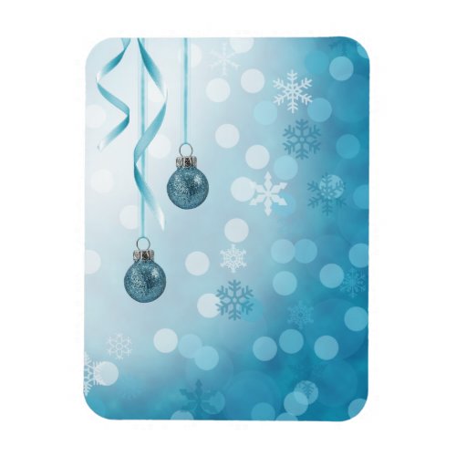 Blue Faux Glitter Christmas Ornaments Magnet