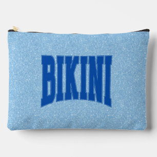 Blue Faux Glitter + Navy BIKINI Accessory Pouch