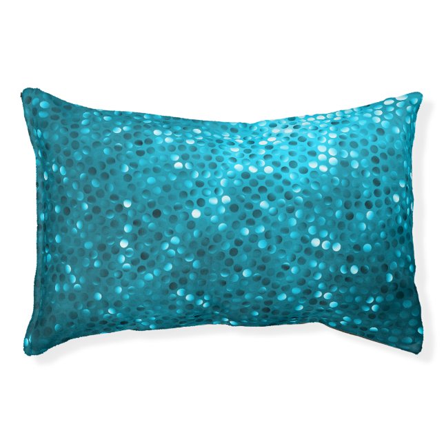 Blue Faux Glitter Pet Bed (Front)