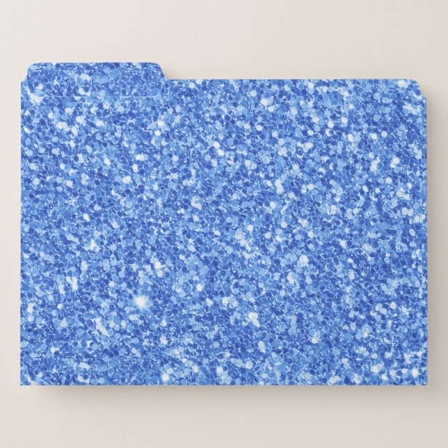 Blue Faux Glitter & Sparkles Background File Folder (Front Left)