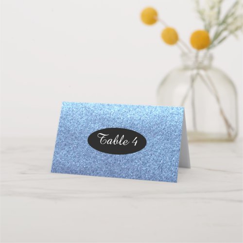 Blue Faux Glitter Table Seating Numbers Place Card