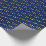 [ Thumbnail: Blue, Faux Gold 13th (Thirteenth) Event Wrapping Paper ]