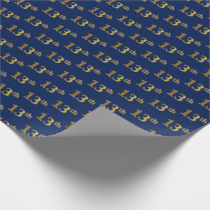 Blue, Faux Gold 13th (Thirteenth) Event Wrapping Paper