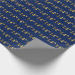 [ Thumbnail: Blue, Faux Gold 14th (Fourteenth) Event Wrapping Paper ]
