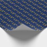 [ Thumbnail: Blue, Faux Gold 15th (Fifteenth) Event Wrapping Paper ]