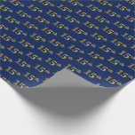 [ Thumbnail: Blue, Faux Gold 15th (Fifteenth) Event Wrapping Paper ]