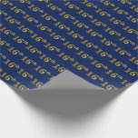 [ Thumbnail: Blue, Faux Gold 16th (Sixteenth) Event Wrapping Paper ]