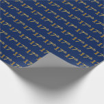 [ Thumbnail: Blue, Faux Gold 17th (Seventeenth) Event Wrapping Paper ]