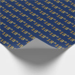 [ Thumbnail: Blue, Faux Gold 18th (Eighteenth) Event Wrapping Paper ]