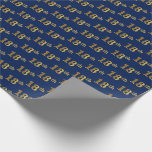 [ Thumbnail: Blue, Faux Gold 18th (Eighteenth) Event Wrapping Paper ]