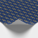 [ Thumbnail: Blue, Faux Gold 19th (Nineteenth) Event Wrapping Paper ]