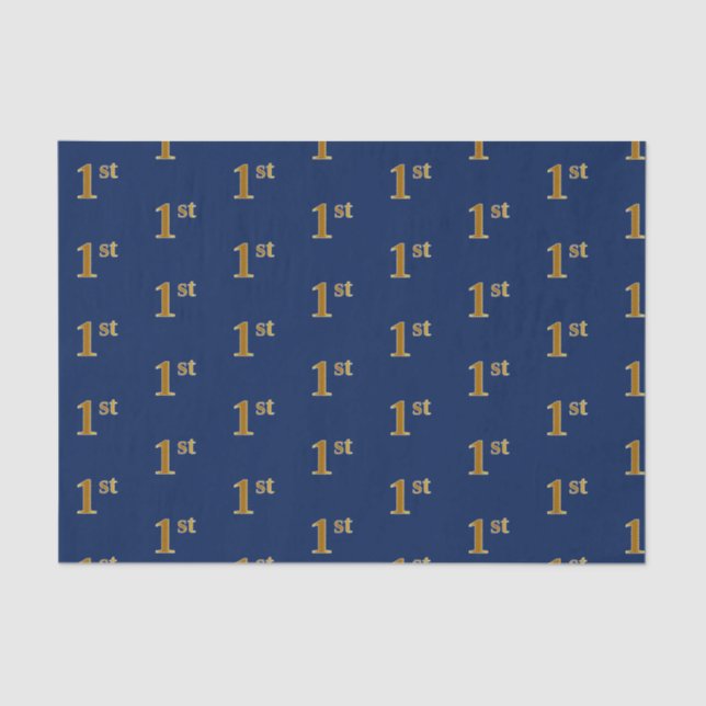 Blue, Faux Gold 1st (First) Event Tissue Paper (Front)