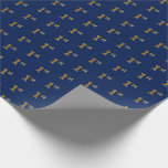 [ Thumbnail: Blue, Faux Gold 1st (First) Event Wrapping Paper ]