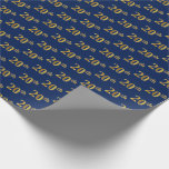 [ Thumbnail: Blue, Faux Gold 20th (Twentieth) Event Wrapping Paper ]