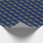 [ Thumbnail: Blue, Faux Gold 30th (Thirtieth) Event Wrapping Paper ]