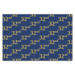 [ Thumbnail: Blue, Faux Gold 32nd (Thirty-Second) Event Tissue Paper ]