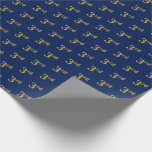[ Thumbnail: Blue, Faux Gold 3rd (Third) Event Wrapping Paper ]