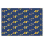 [ Thumbnail: Blue, Faux Gold 40th (Fortieth) Event Tissue Paper ]