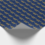 [ Thumbnail: Blue, Faux Gold 40th (Fortieth) Event Wrapping Paper ]