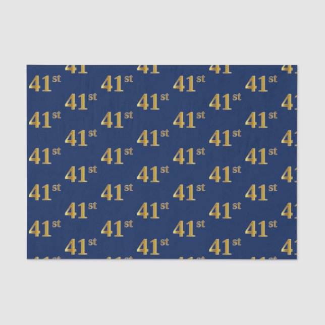 Blue, Faux Gold 41st (Forty-First) Event Tissue Paper (Front)