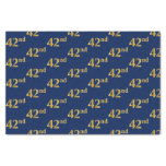 [ Thumbnail: Blue, Faux Gold 42nd (Forty-Second) Event Tissue Paper ]