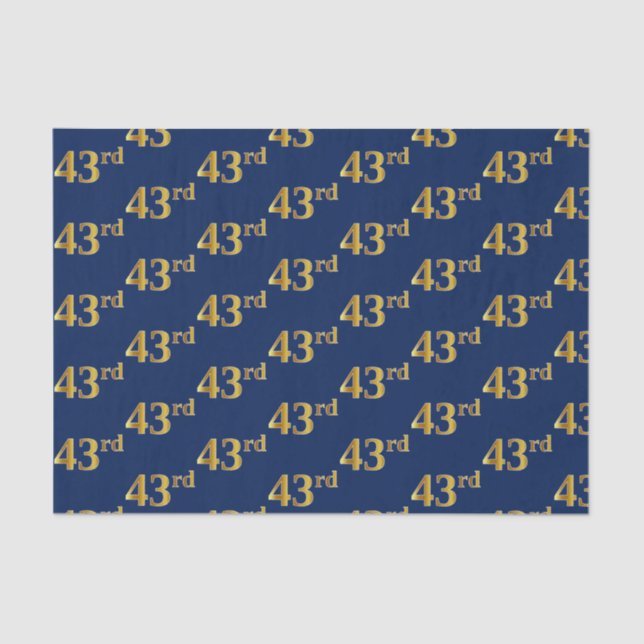 Blue, Faux Gold 43rd (Forty-Third) Event Tissue Paper (Front)