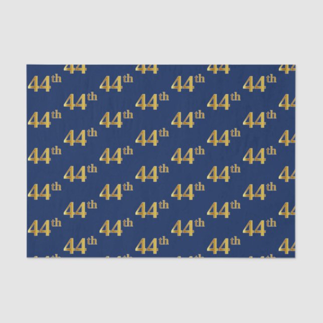 Blue, Faux Gold 44th (Forty-Fourth) Event Tissue Paper (Front)