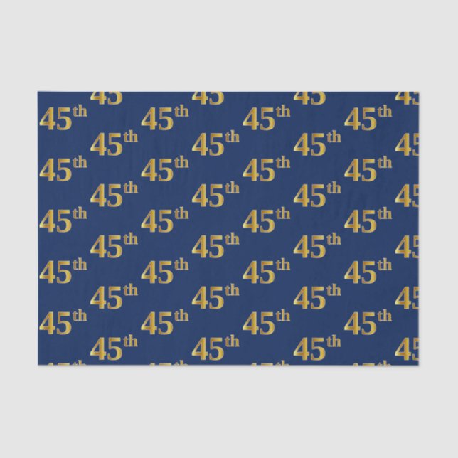 Blue, Faux Gold 45th (Forty-Fifth) Event Tissue Paper (Front)