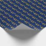 [ Thumbnail: Blue, Faux Gold 45th (Forty-Fifth) Event Wrapping Paper ]