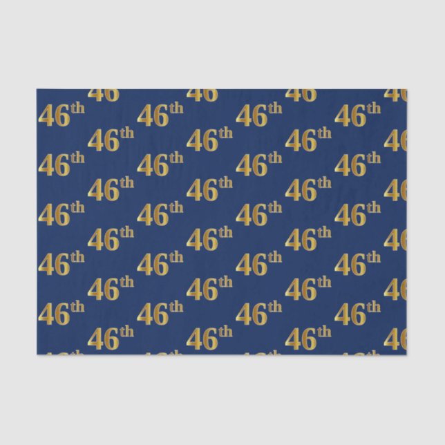 Blue, Faux Gold 46th (Forty-Sixth) Event Tissue Paper (Front)