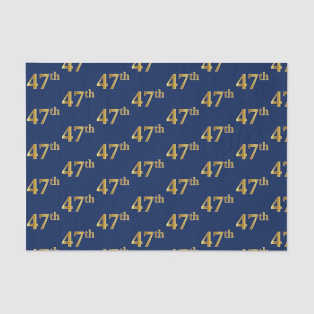 Blue, Faux Gold 47th (Forty-Seventh) Event Tissue Paper (Front)