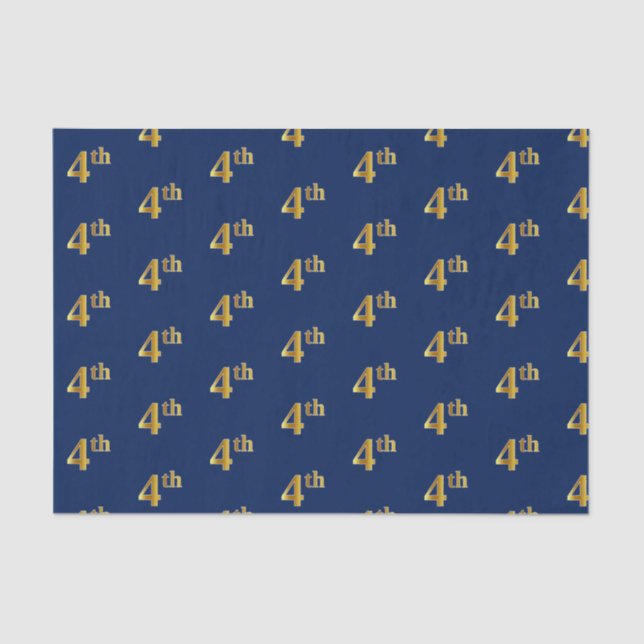 Blue, Faux Gold 4th (Fourth) Event Tissue Paper (Front)
