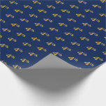 [ Thumbnail: Blue, Faux Gold 4th (Fourth) Event Wrapping Paper ]
