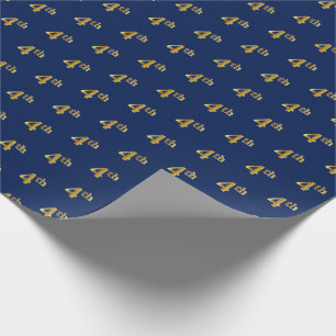 Blue, Faux Gold 4th (Fourth) Event Wrapping Paper