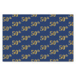 [ Thumbnail: Blue, Faux Gold 50th (Fiftieth) Event Tissue Paper ]
