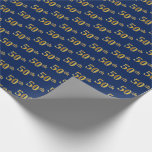 [ Thumbnail: Blue, Faux Gold 50th (Fiftieth) Event Wrapping Paper ]