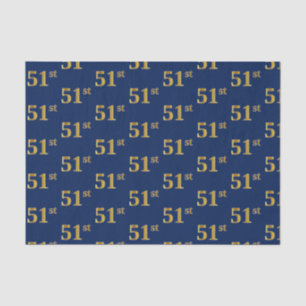 Blue, Faux Gold 51st (Fifty-First) Event Tissue Paper