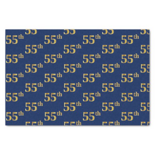 Blue Faux Gold 55th Fifty_Fifth Event Tissue Paper