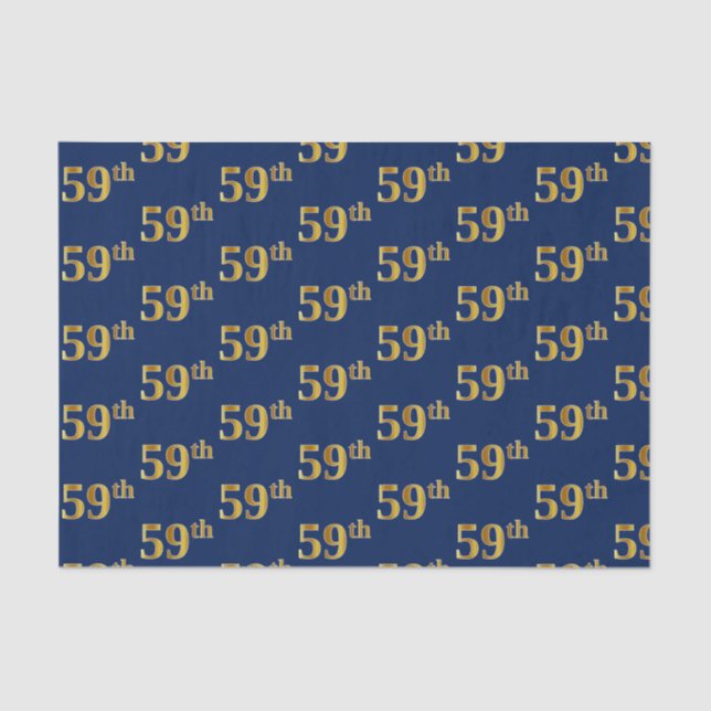 Blue, Faux Gold 59th (Fifty-Ninth) Event Tissue Paper (Front)
