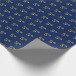 [ Thumbnail: Blue, Faux Gold 5th (Fifth) Event Wrapping Paper ]