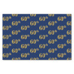 [ Thumbnail: Blue, Faux Gold 60th (Sixtieth) Event Tissue Paper ]