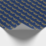 [ Thumbnail: Blue, Faux Gold 60th (Sixtieth) Event Wrapping Paper ]