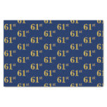 [ Thumbnail: Blue, Faux Gold 61st (Sixty-First) Event Tissue Paper ]