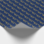 [ Thumbnail: Blue, Faux Gold 65th (Sixty-Fifth) Event Wrapping Paper ]