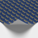 [ Thumbnail: Blue, Faux Gold 66th (Sixty-Sixth) Event Wrapping Paper ]