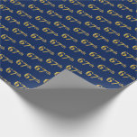 [ Thumbnail: Blue, Faux Gold 67th (Sixty-Seventh) Event Wrapping Paper ]