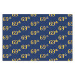 [ Thumbnail: Blue, Faux Gold 69th (Sixty-Ninth) Event Tissue Paper ]